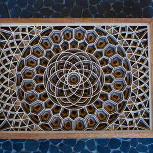 "Lotus" Laser-Cut 9 Layer Stacked Art Piece - #7 Natural Stains w/ Mahogeny Frame