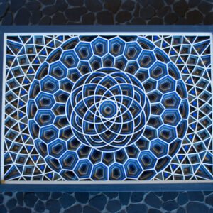 "Lotus" Laser-Cut 9 Layer Stacked Art Piece - #5 Blue/Gray Painted